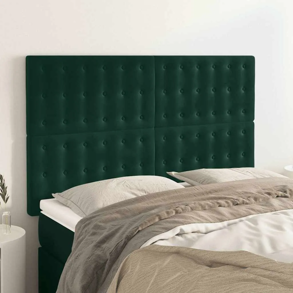 vidaXL Uzglavlje tamnozeleno 144x5x118/128 cm baršunasto - Venlo