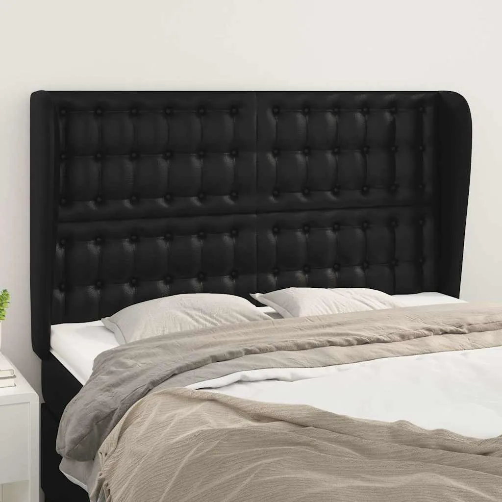 vidaXL Uzglavlje s ušima crno 147x23x118/128 cm od umjetne kože - Venlo