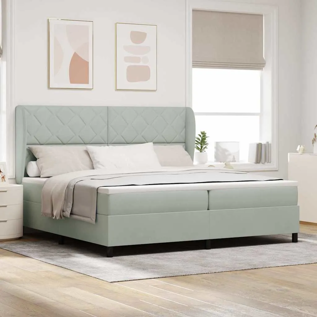 vidaXL Krevet s opruga kutije Svijetlo siva 200 x 200 cm Baršun - Venlo