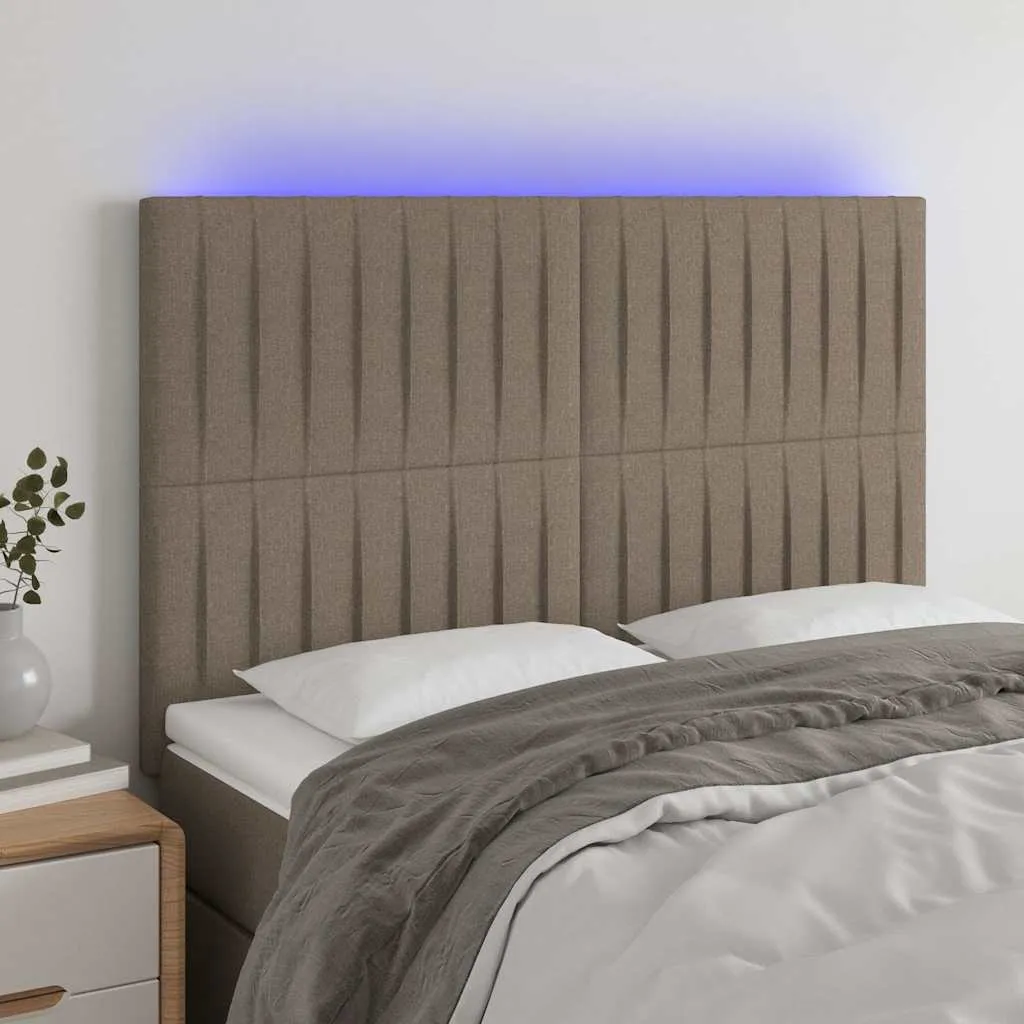 vidaXL LED uzglavlje smeđesivo 144x5x118/128 cm od tkanine - Venlo