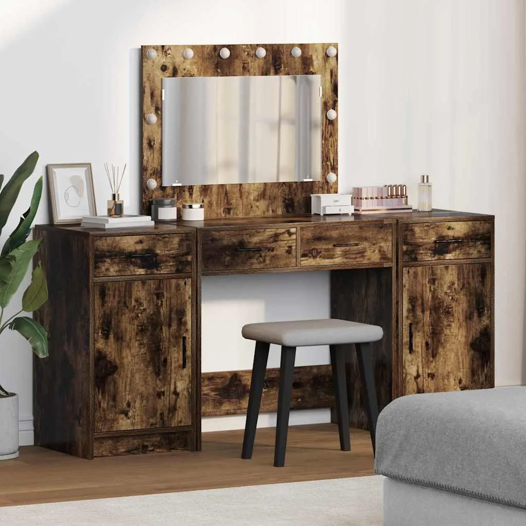 vidaXL Toaletni stol 3 kom. Smeđa 78,5 x 41 x 135 cm Konstruirano drvo - Venlo