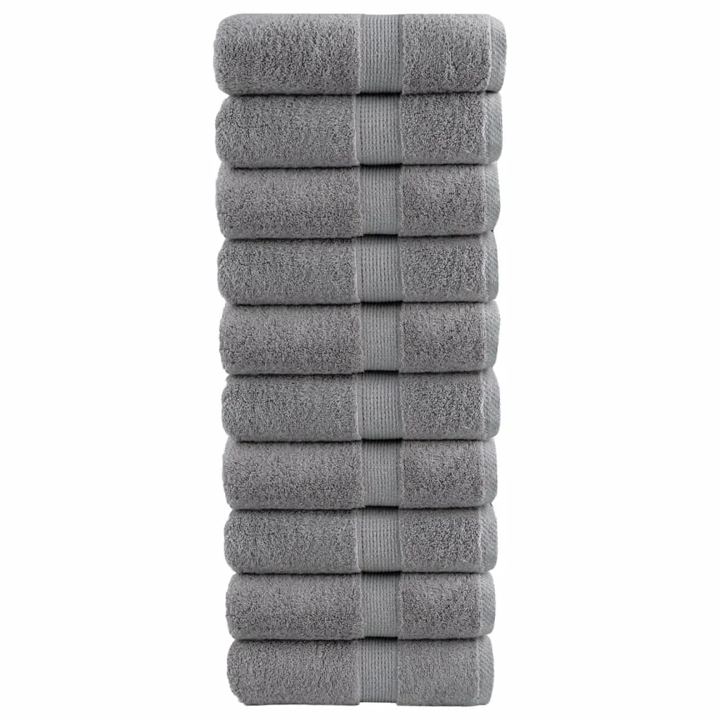 vidaxl premium ručnici za goste solund 10 kom. sive boje 30x50 cm 600 g/m² - slika 1