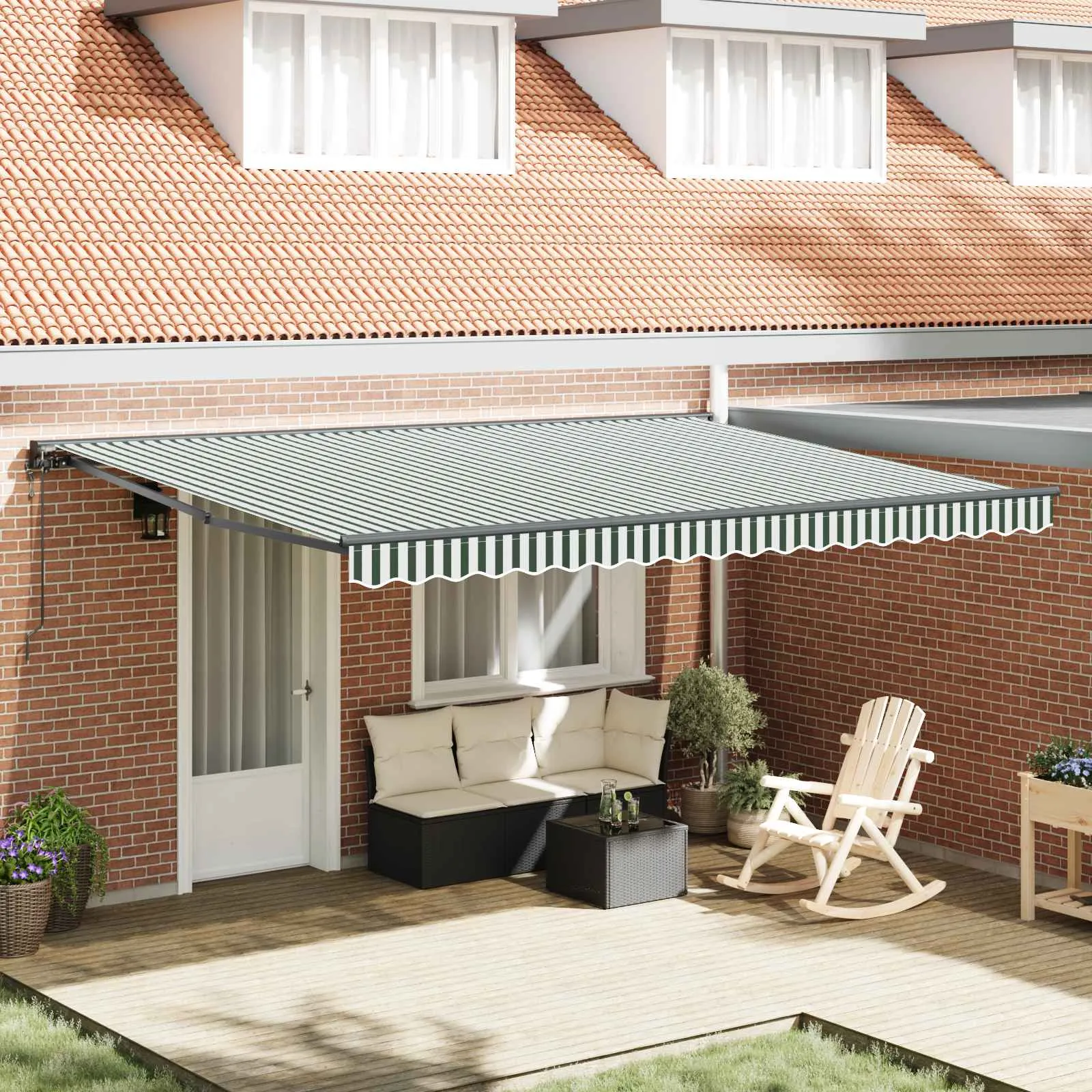 vidaXL Okvir tende Zelena i bijela 450 × 300 cm - Venlo