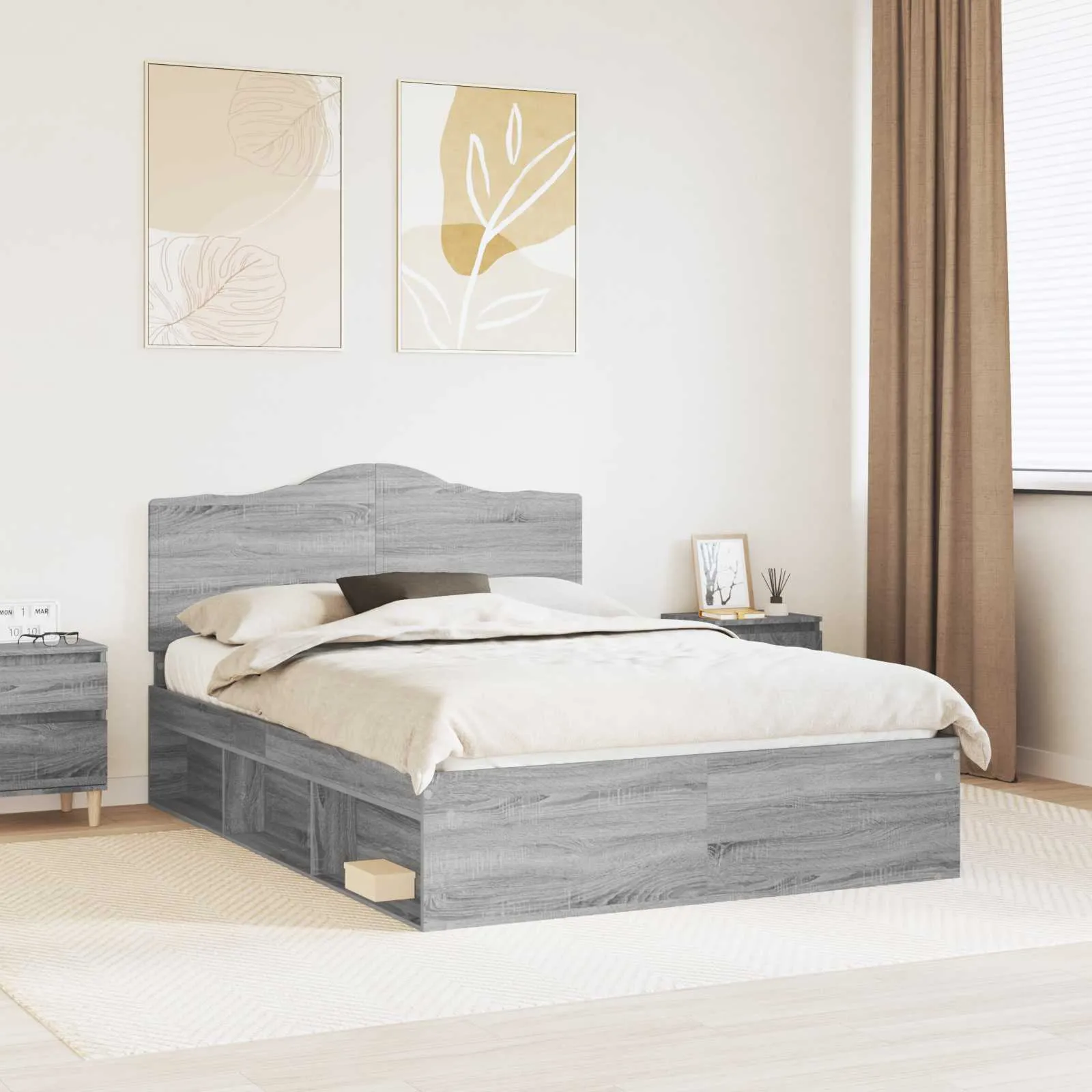 vidaXL Krevetna konstrukcija s uzglavljem Siva Sonoma 160 x 200 cm - Venlo