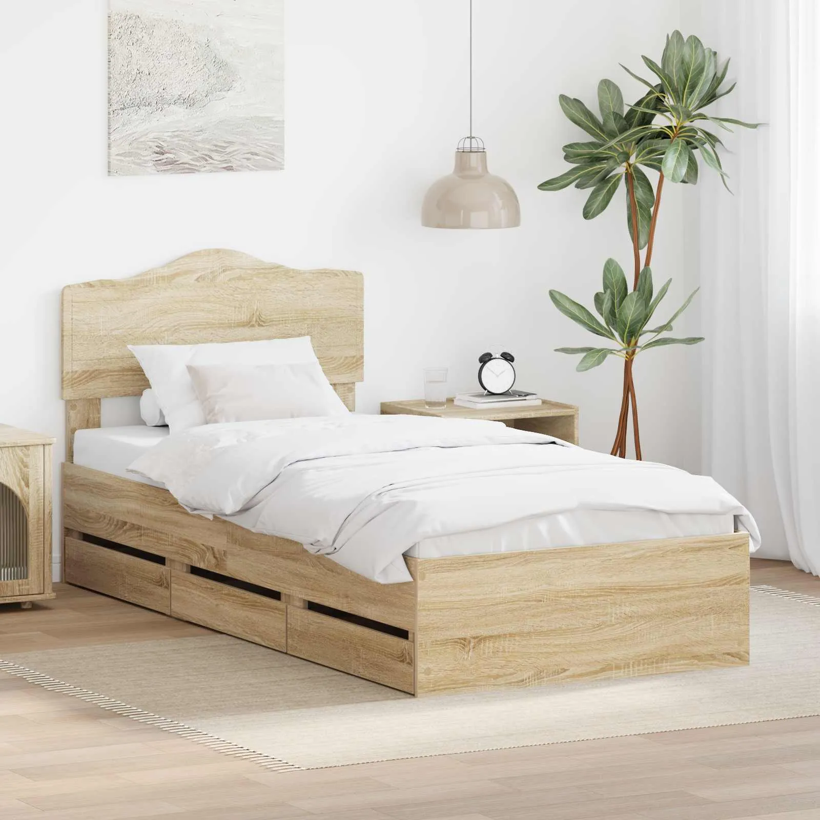 vidaXL Krevetna konstrukcija Sonoma hrast 75 x 190 cm Inženjersko Drvo - Venlo