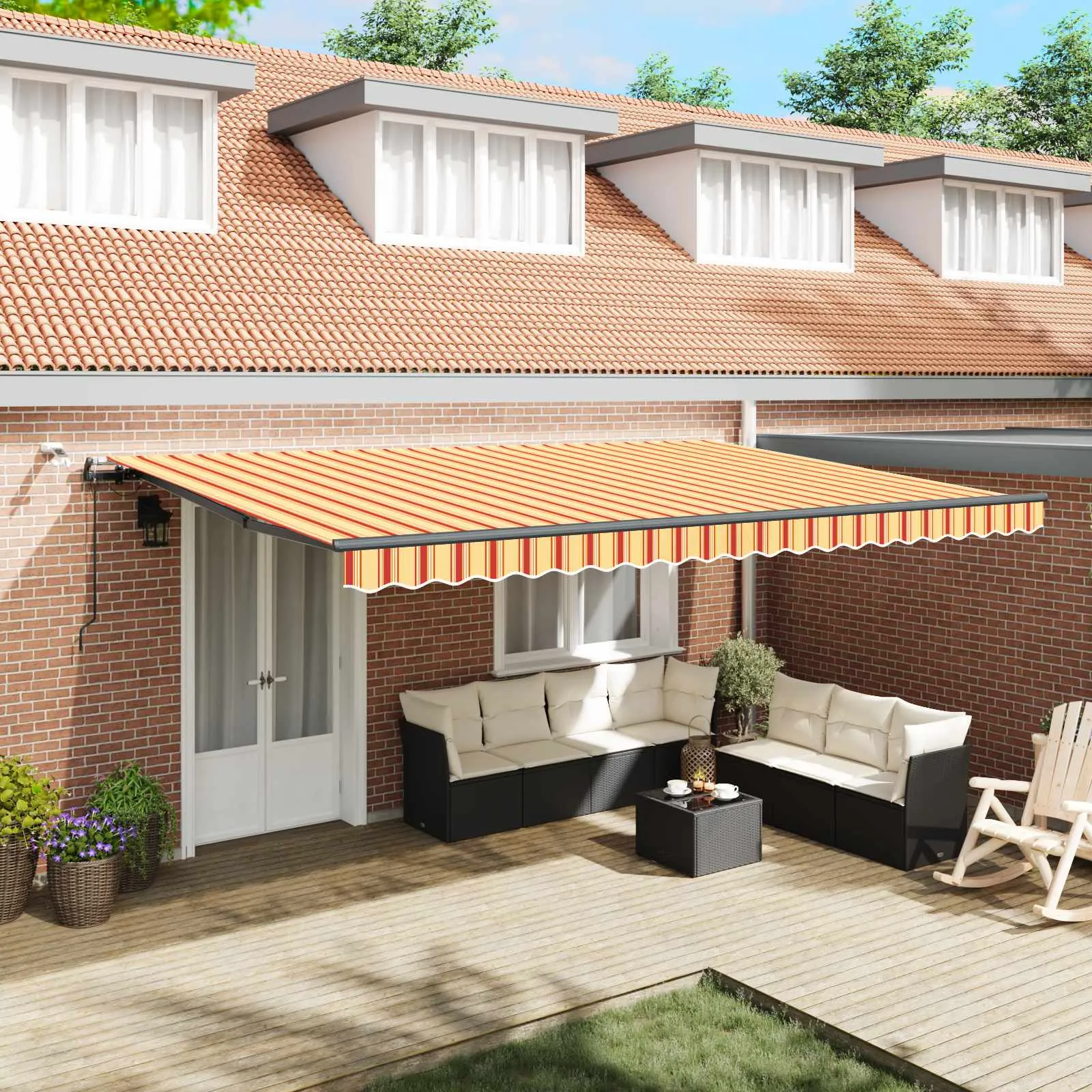 vidaXL Povlačivi tende Žuta i narančasta 500 × 350 cm Poliester - Venlo