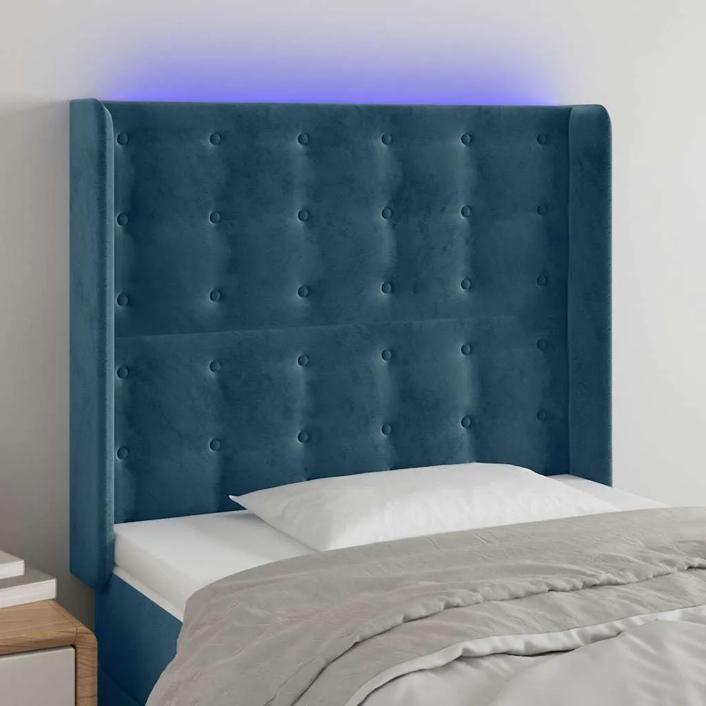 vidaXL LED uzglavlje tamnoplavo 93x16x118/128 cm baršunasto - Venlo