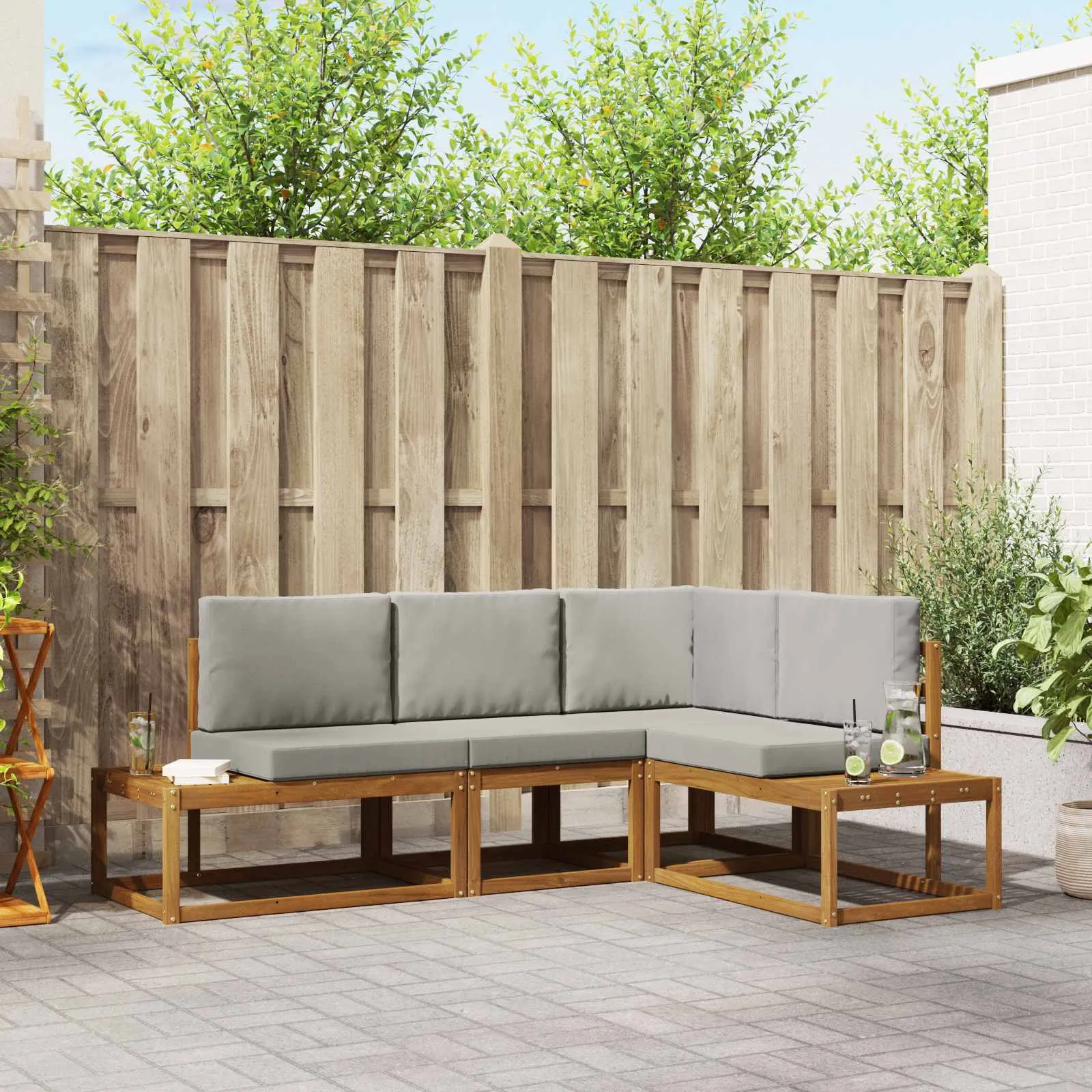 vidaXL 4 kom. Set vanjskih sofa Čvrsto drvo akacije i poliester - Venlo