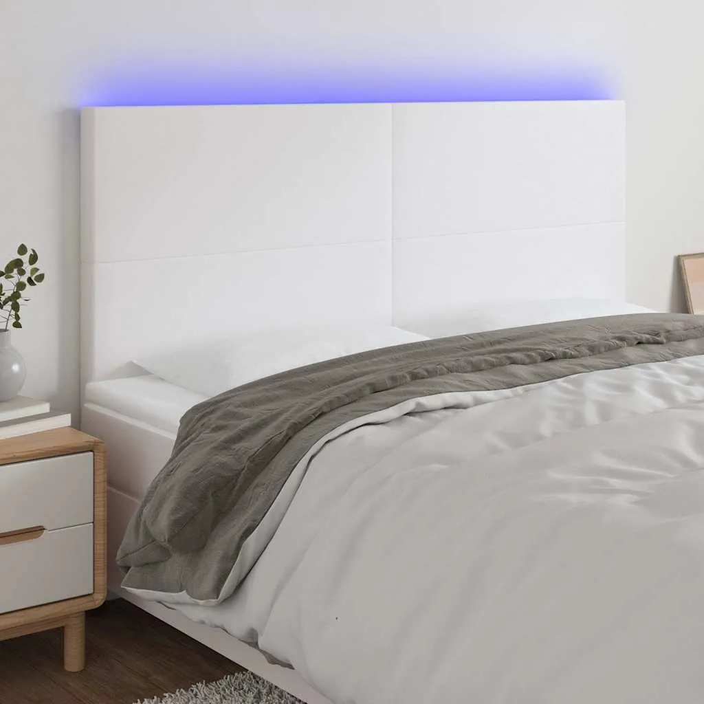 vidaXL LED uzglavlje bijelo 200x5x118/128 cm od umjetne kože - Venlo