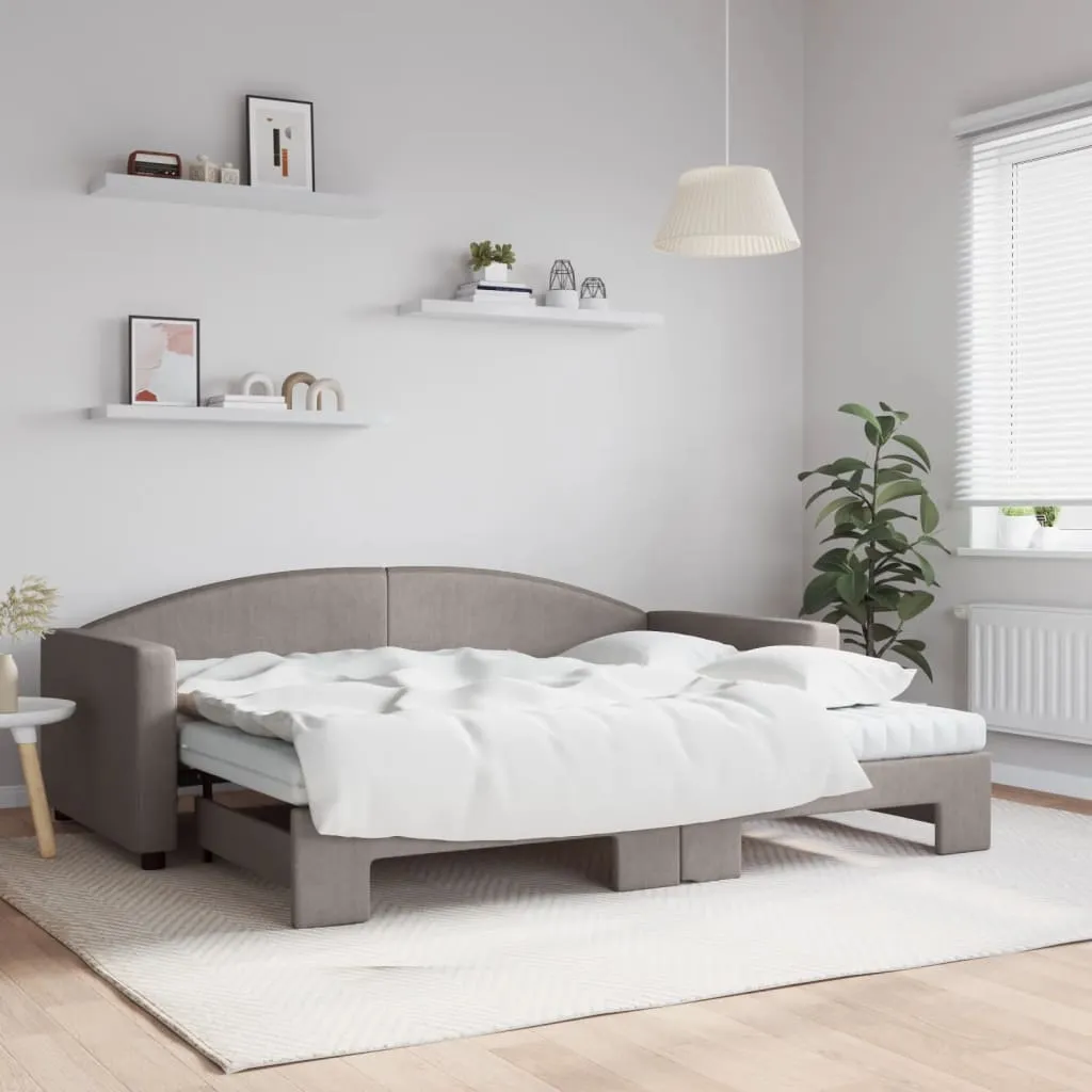 vidaXL Dnevni krevet na razvlačenje smeđesivi 90 x 200 cm od tkanine - Venlo