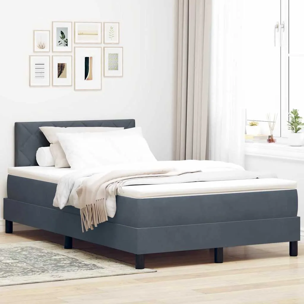 vidaXL Krevet s opruga kutije Tamno siva 120 x 200 cm Baršun - Venlo