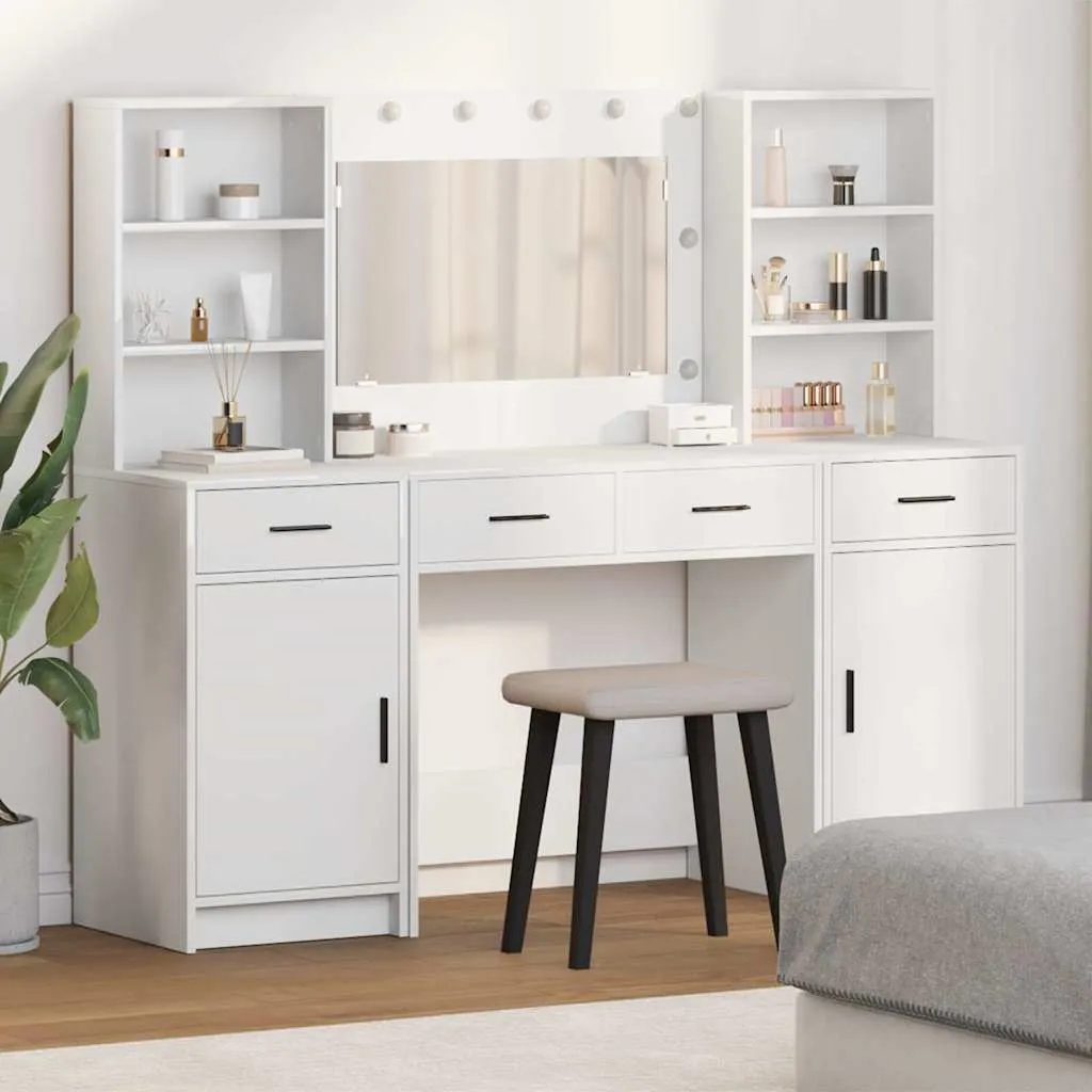 vidaXL Set stola za oblačenje s LED 3 kom. Bijelo Konstruirano drvo - Venlo