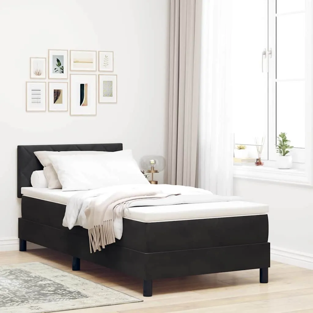 vidaXL Krevet s opruga kutije s uzglavljem Crna 90 x 190 cm Baršun - Venlo