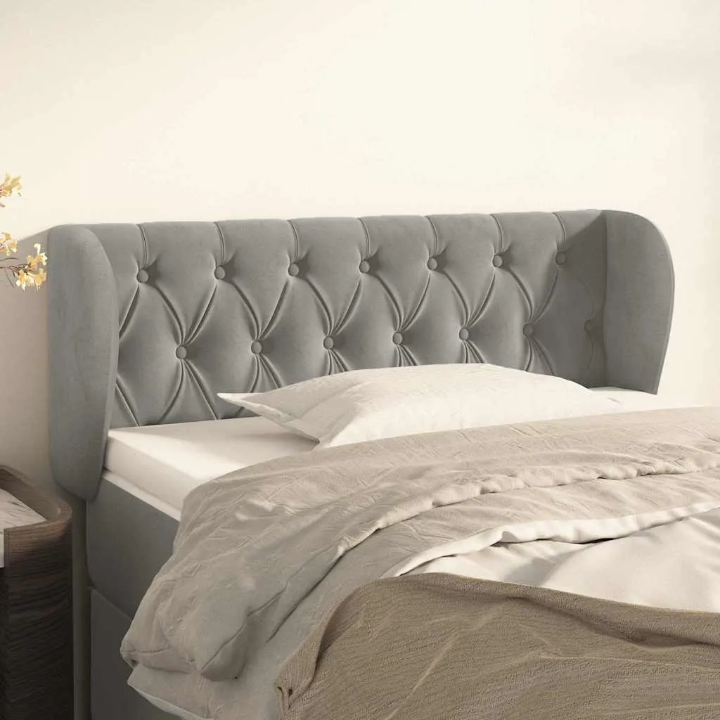 vidaXL Uzglavlje s ušima svjetlosivo 93x23x78/88 cm baršunasto - Venlo