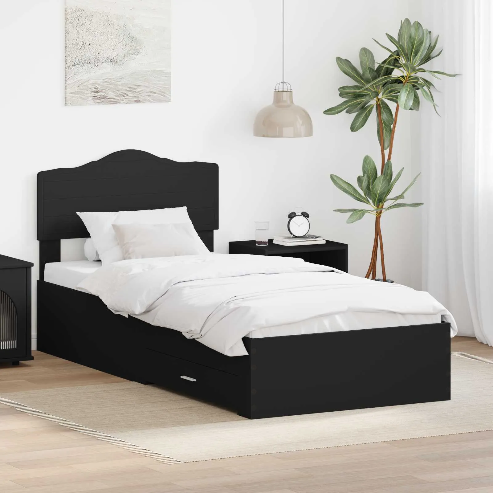 vidaXL Krevetna konstrukcija Crna 70 x 190 cm Konstruirano drvo - Venlo