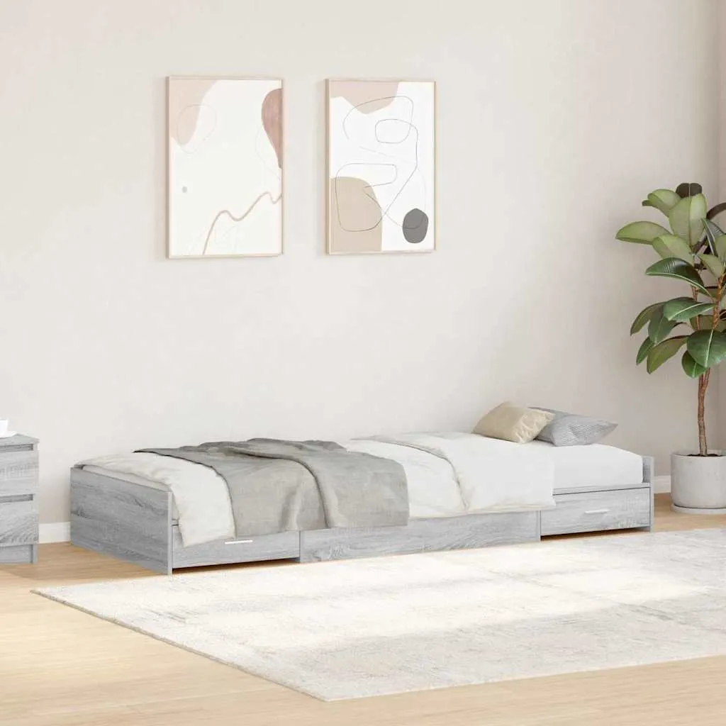 vidaXL Krevetna konstrukcija Siva Sonoma 90 x 200 cm Konstruirano drvo - Venlo