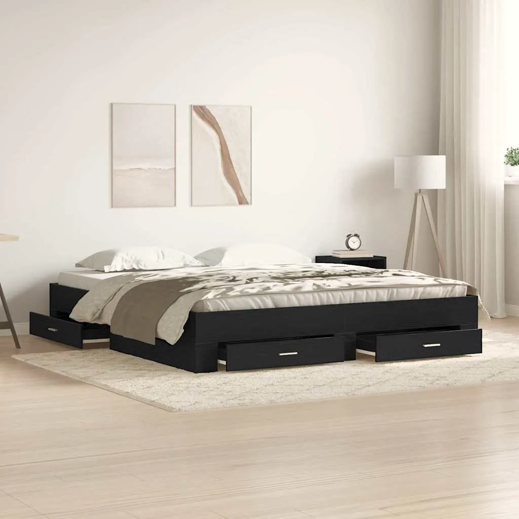 vidaXL Krevetna konstrukcija Crni hrast 180 x 200 cm Konstruirano drvo - Venlo