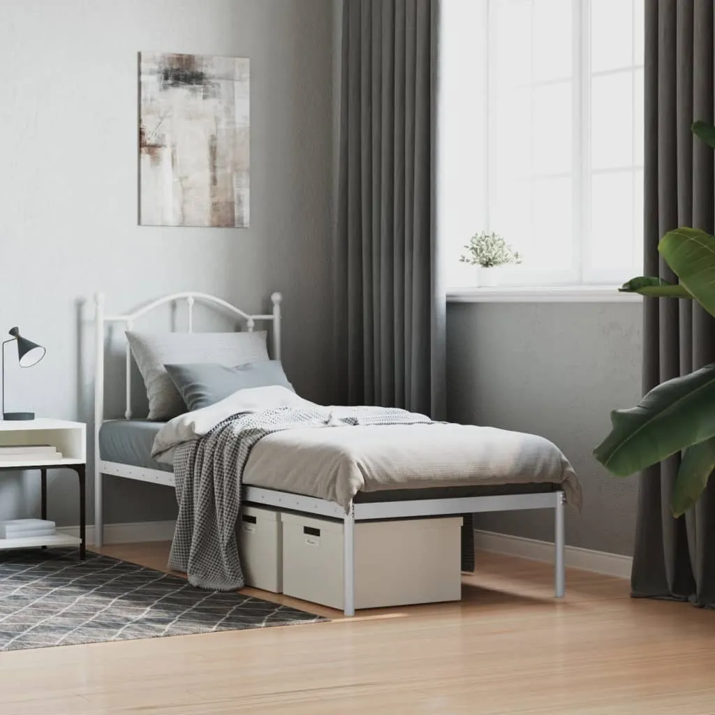 vidaXL Metalni okvir krevet bez madraca s uzglavljem bijeli 75x190 cm - Venlo