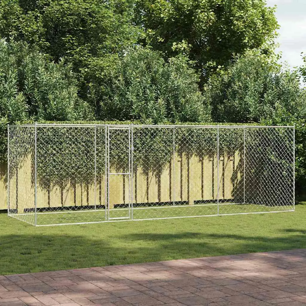 vidaXL Kavez za pse Srebrno 600 x 200 x 200 cm Cinkani čelik - Venlo