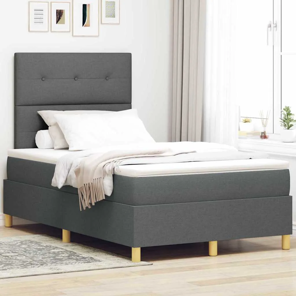 vidaXL Krevet s opruga kutije Tamno siva 120 x 190 cm tkanina - Venlo