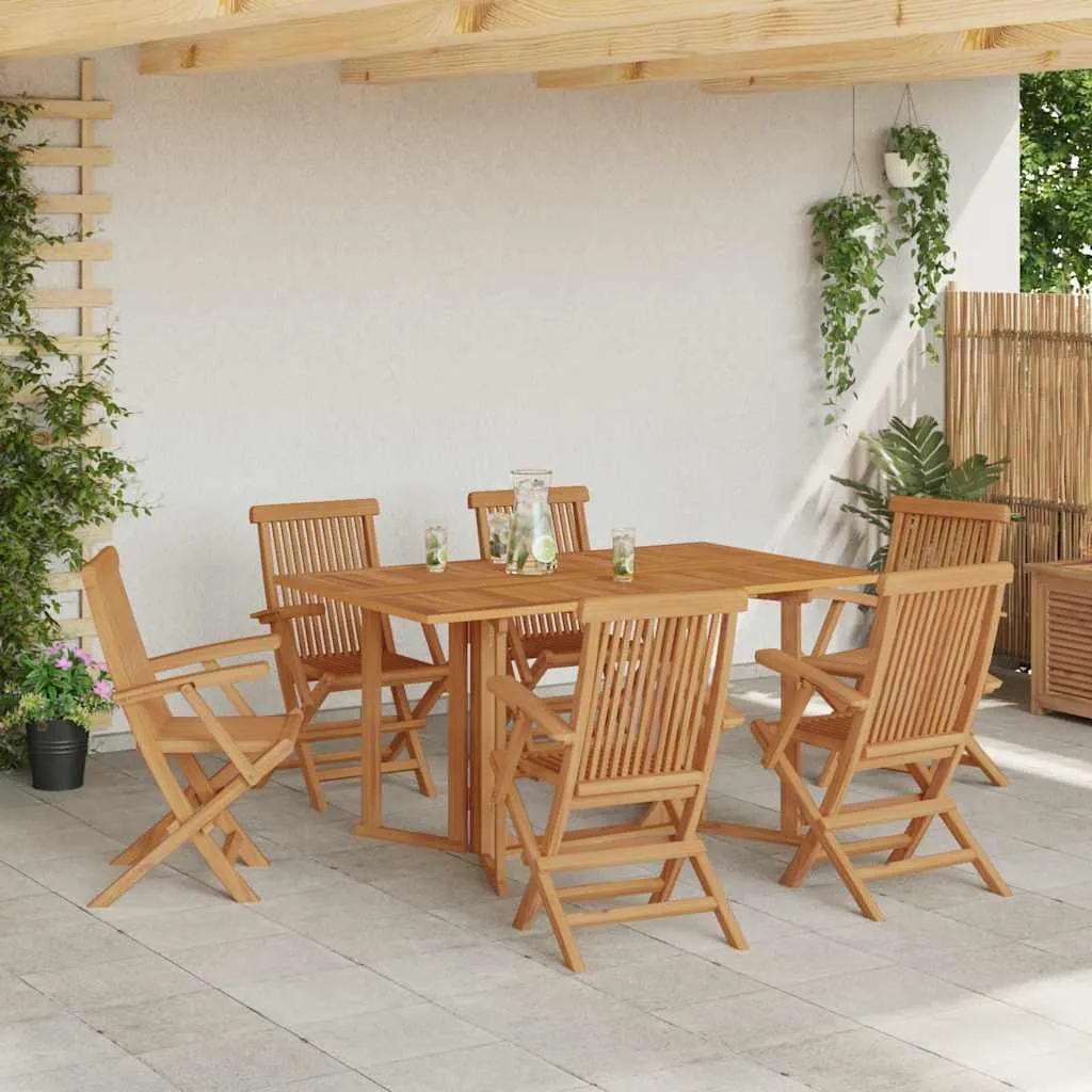 vidaXL Vrtni set za objed 7 kom. Smeđa Čvrsto teak drvo - Venlo