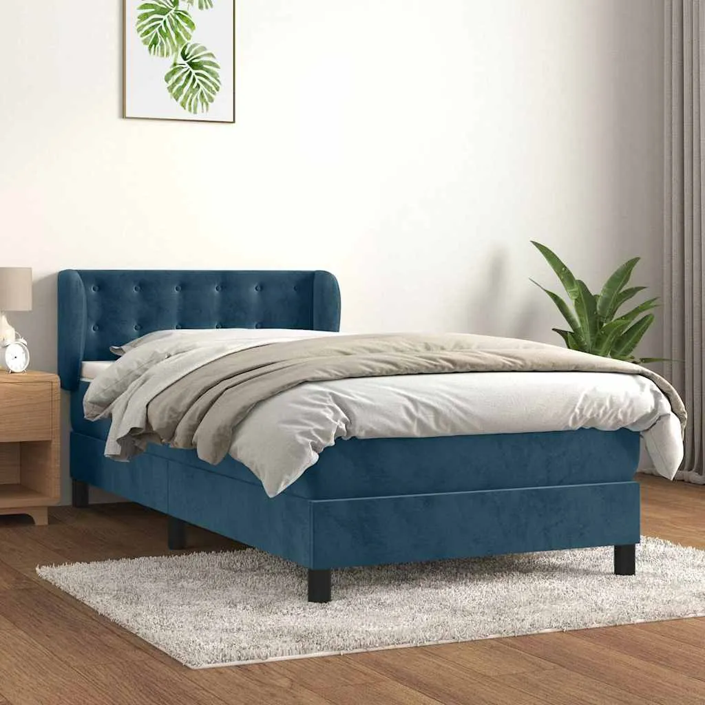 vidaxl box spring krevet s madracem tamnoplavi 80 x 200 cm baršunasti - slika 1