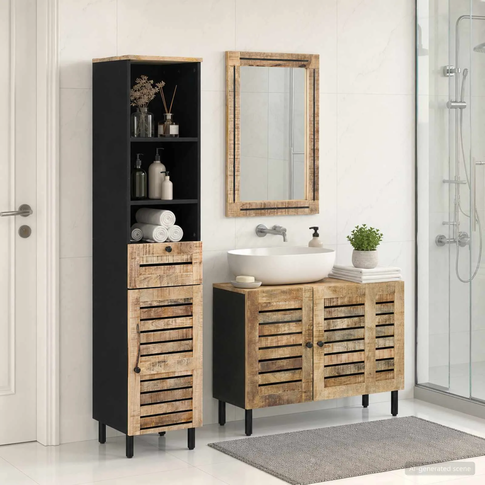 vidaXL Set ormarića za kupaonicu 3 kom. Prirodna 38 x 33 x 160 cm - Venlo