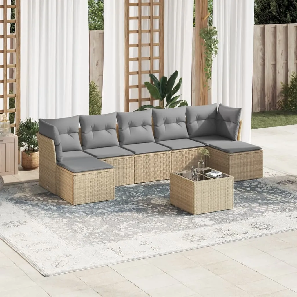 vidaXL 8-dijelni set vrtnih sofa od poliratana s jastucima bež - Venlo