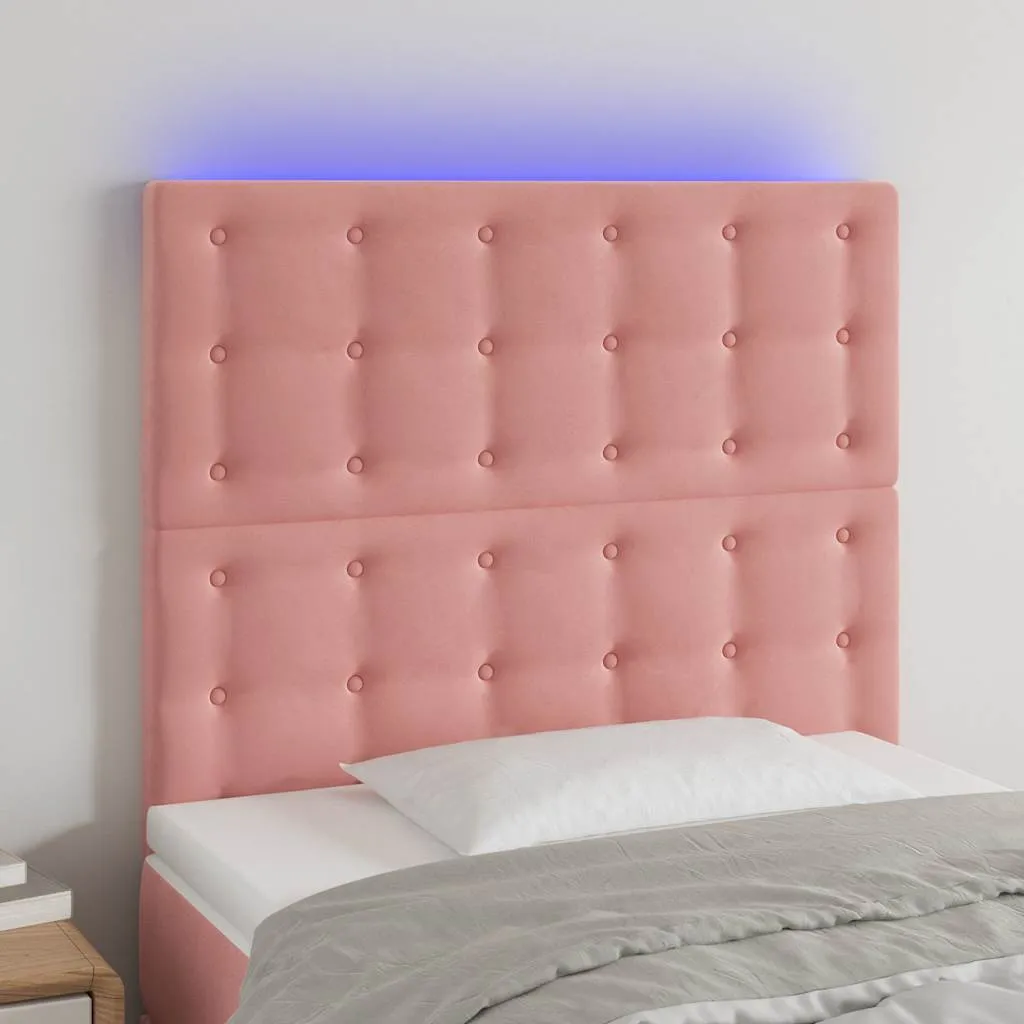 vidaXL LED uzglavlje ružičasto 90x5x118/128 cm baršunasto - Venlo