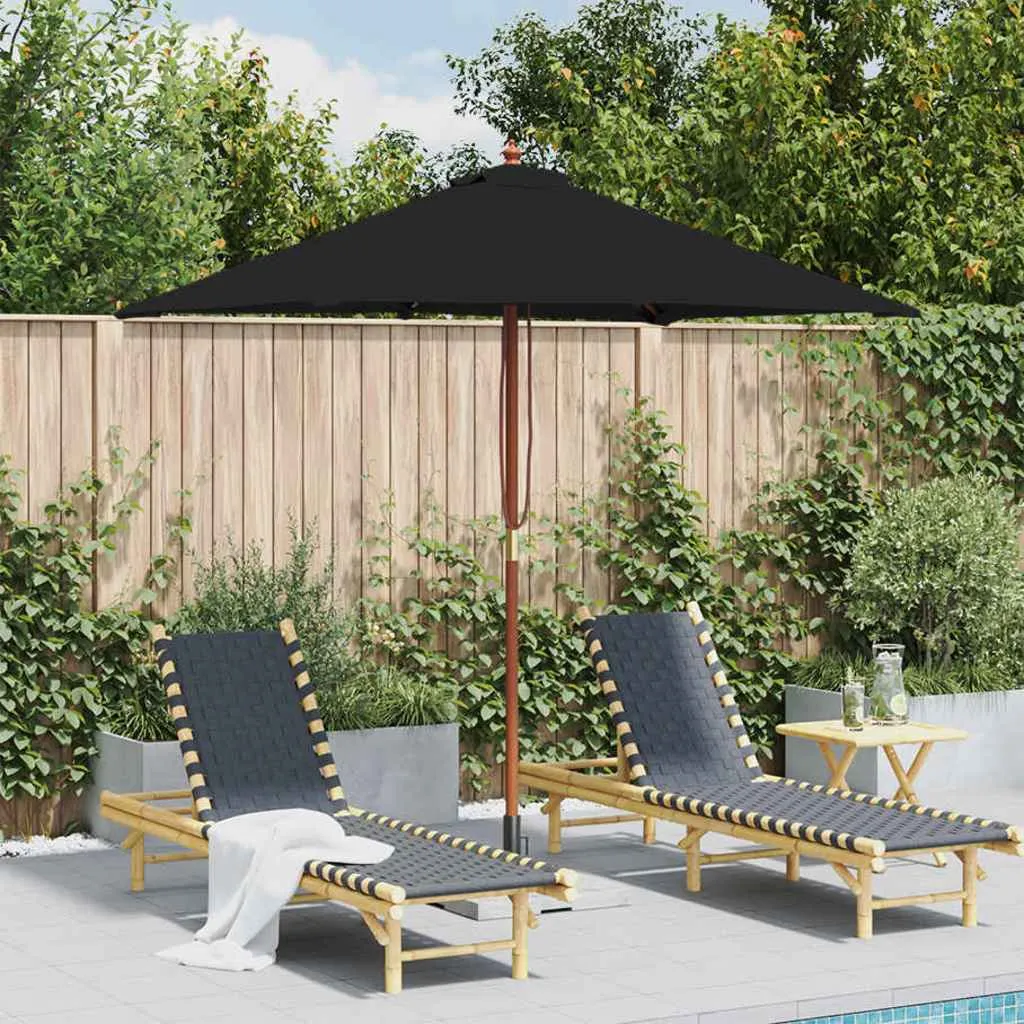 vidaXL Vrtni suncobran s drvenim stupom 150 x 200 cm crni - Venlo