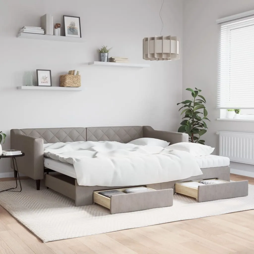 vidaXL Dnevni krevet na razvlačenje smeđesivi 100 x 200 cm od tkanine - Venlo