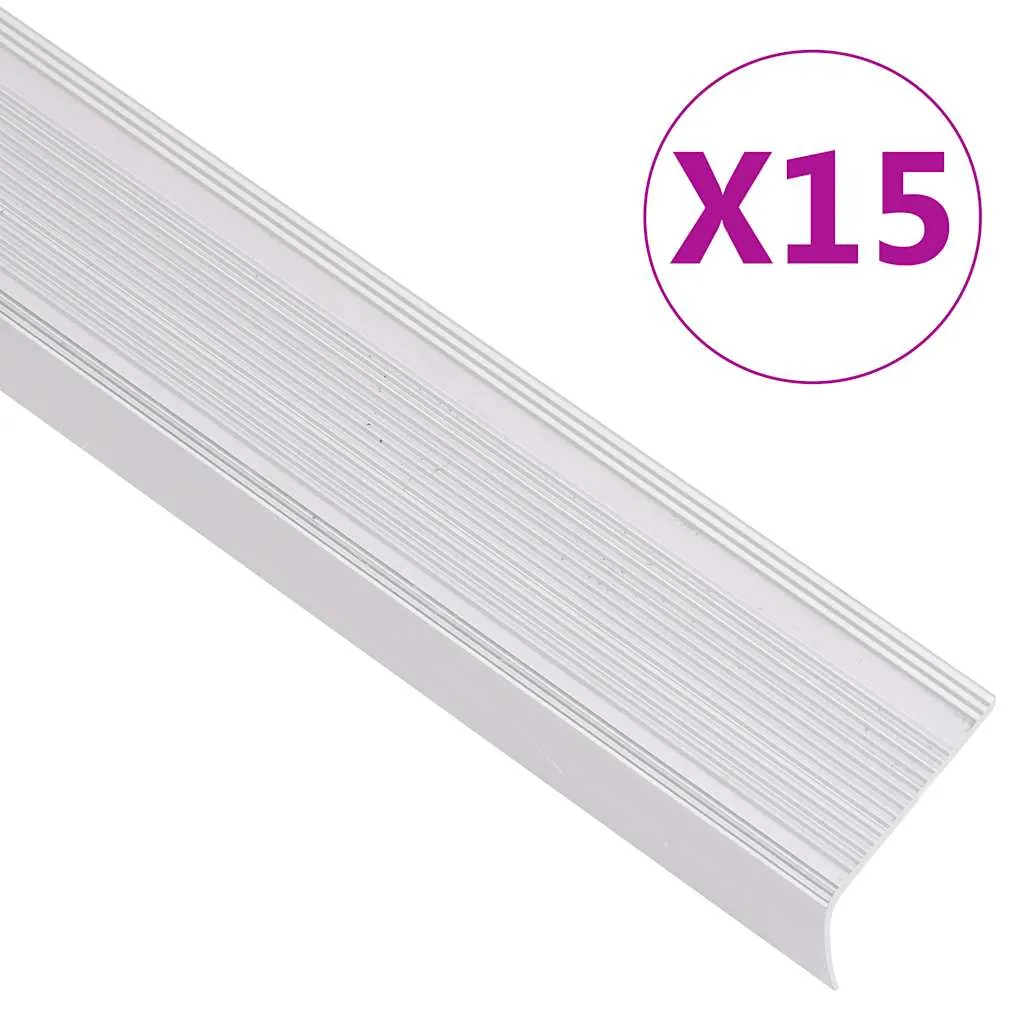 vidaxl rubnjaci za stepenice l-oblik 15 kom aluminijski 90 cm srebrni - slika 1