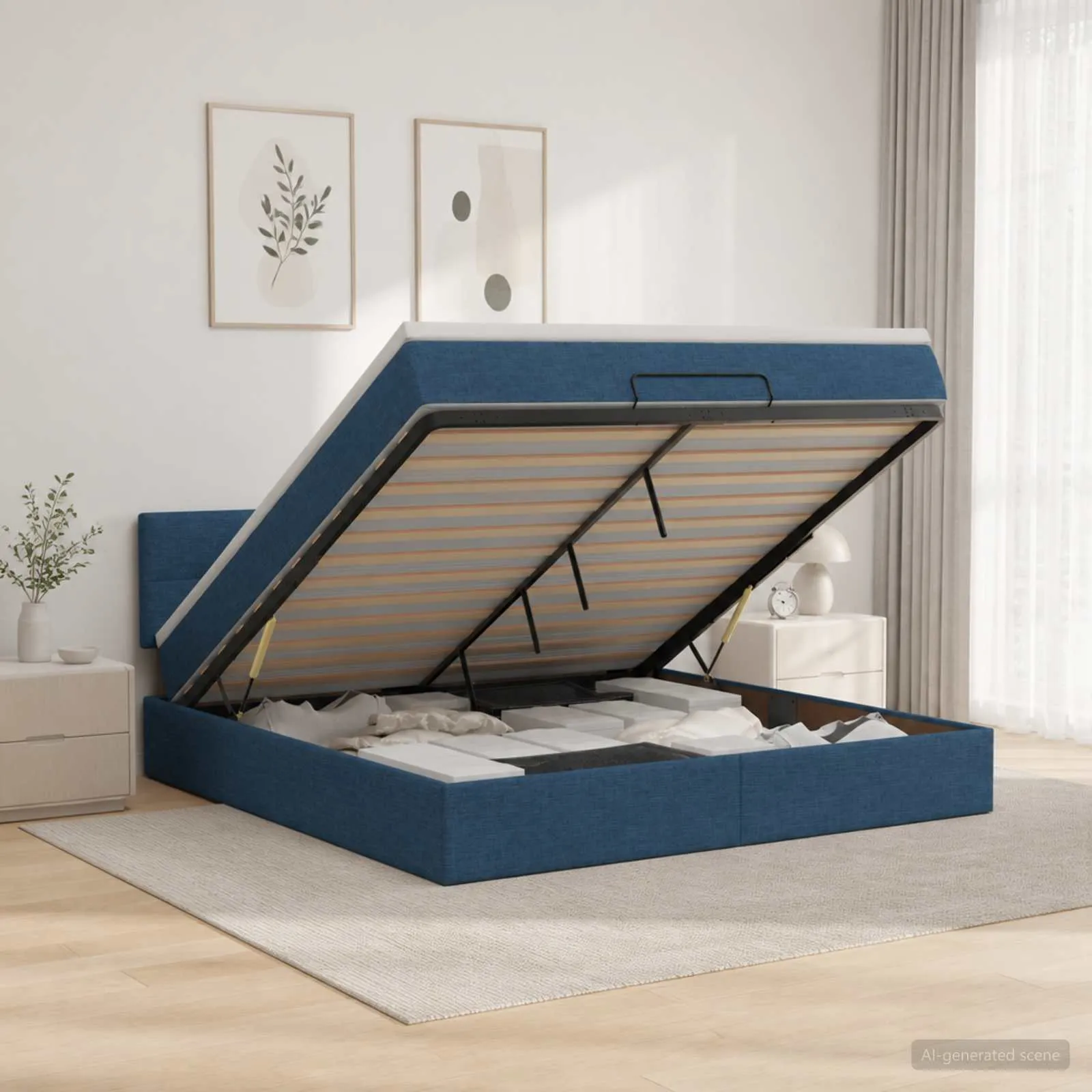 vidaXL Podesivi krevet s madracem Plava 140 x 190 cm Tkanina - Venlo