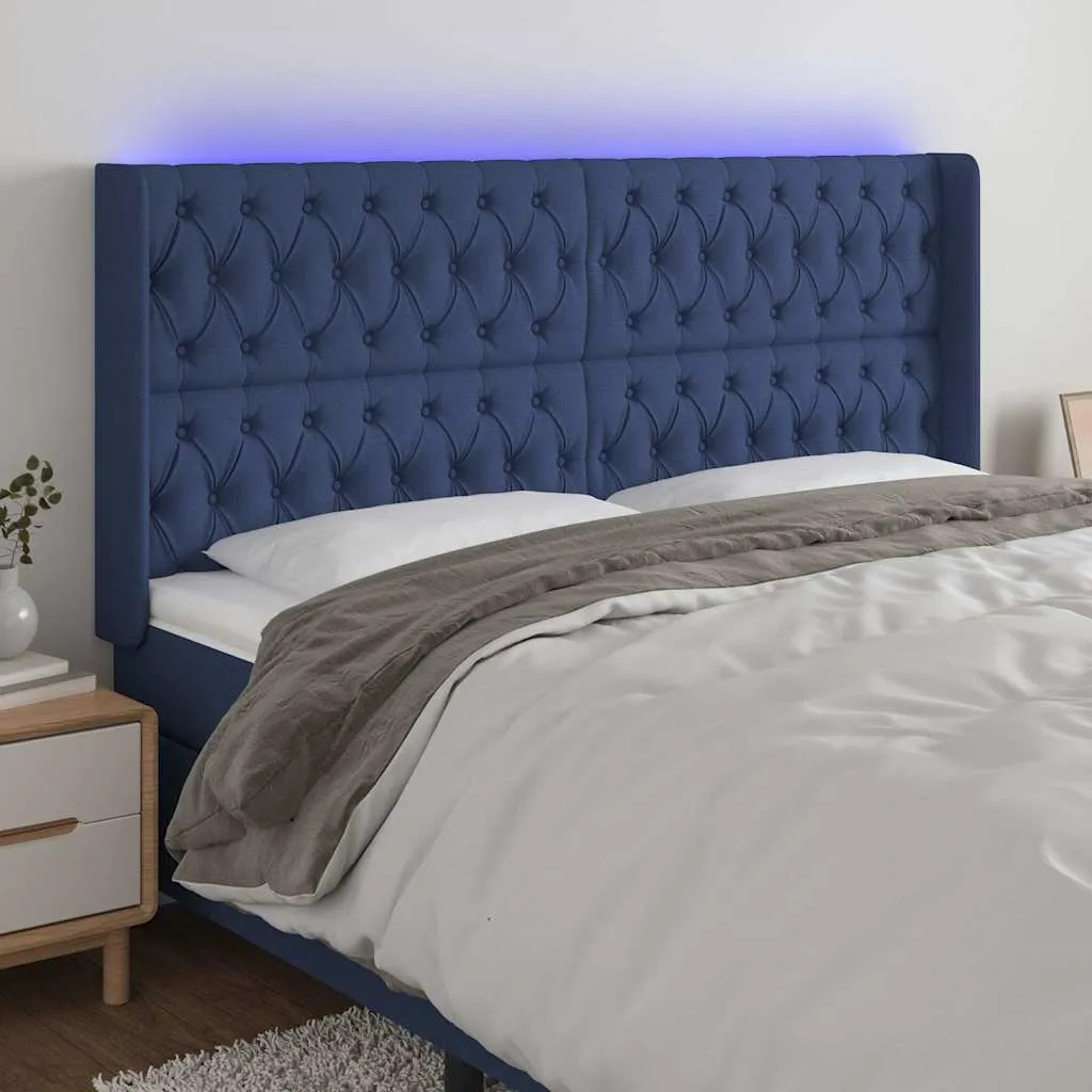 vidaXL LED uzglavlje plavo 183 x 16 x 118/128 cm od tkanine - Venlo