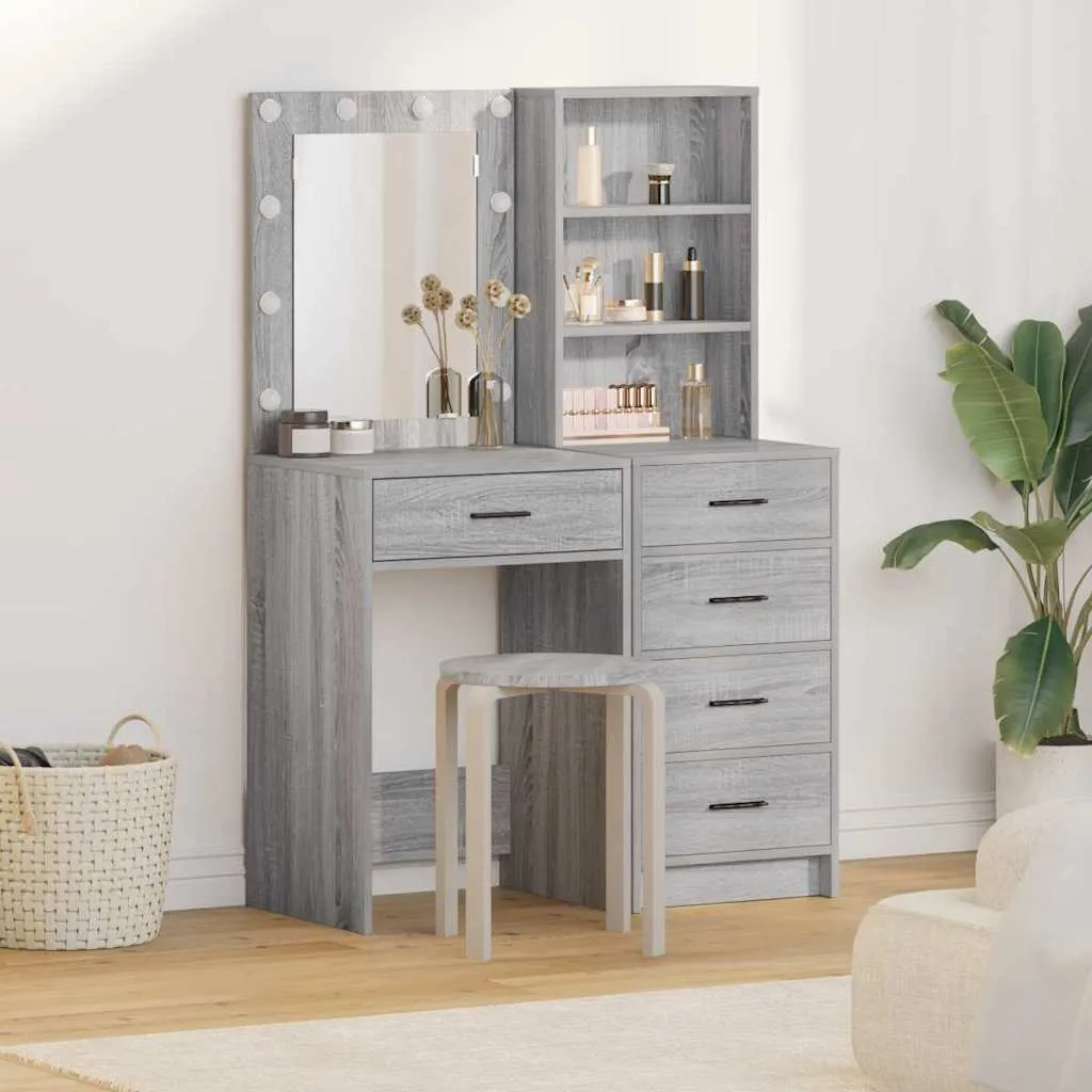 vidaXL Toaletni stol 2 kom. Siva 50 x 41 x 135 cm Konstruirano drvo - Venlo