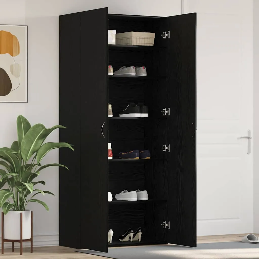 vidaXL Ormar za cipele 80 x 35.5 x 180 cm Konstruirano drvo Crna - Venlo