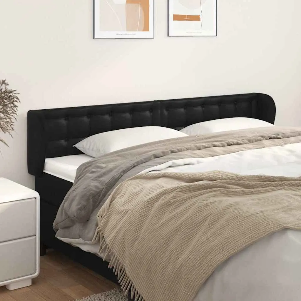 vidaXL Uzglavlje s ušima crno 203x23x78/88 cm od umjetne kože - Venlo