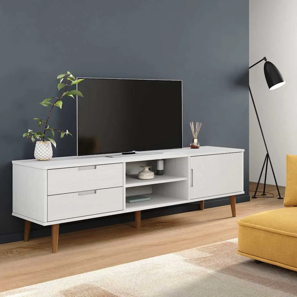 vidaXL TV ormarić MOLDE bijeli 158 x 40 x 49 cm od masivne borovine - Venlo