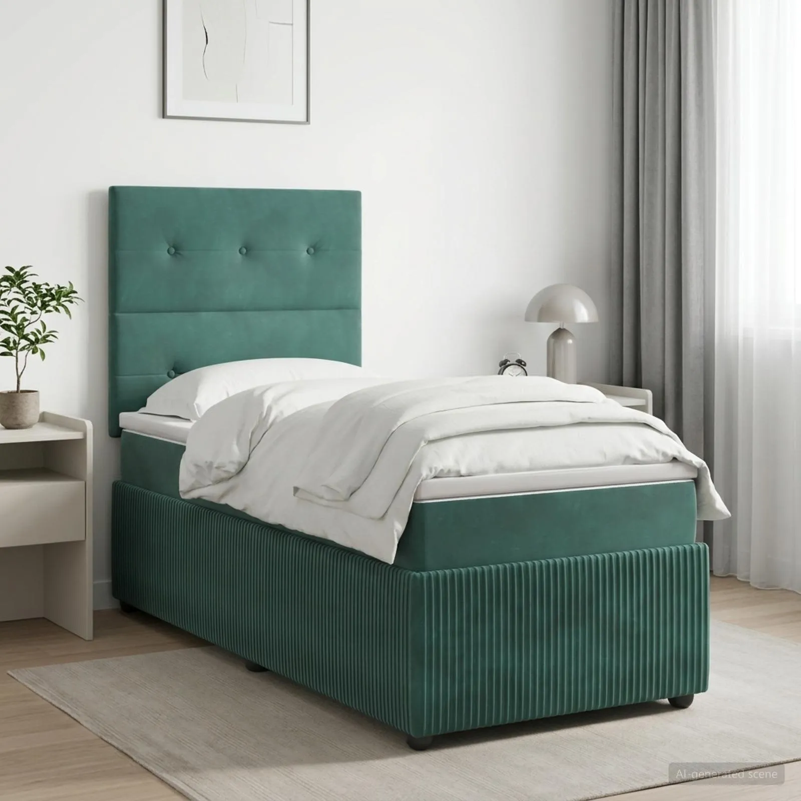 vidaXL Boxspring krevet s madracem Tamnozelena 90 x 190 cm Baršun - Venlo