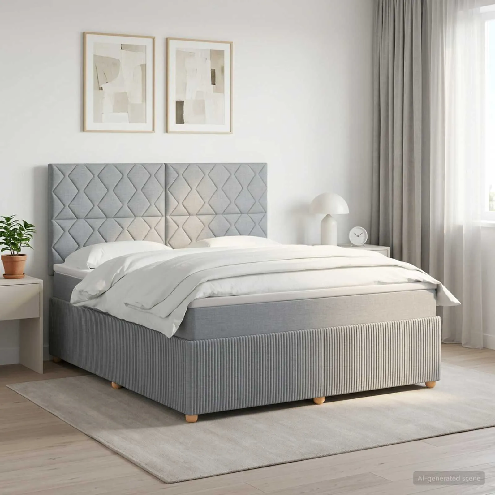 vidaXL Boxspring krevet s madracem Svjetlosiva 180 x 200 cm Tkanina - Venlo