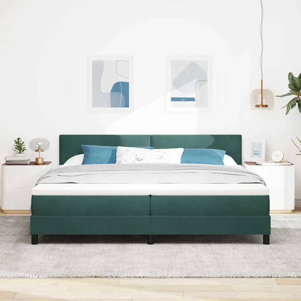 vidaXL Krevet s opruga kutije Tamnozelena 200 x 200 cm Baršun - Venlo