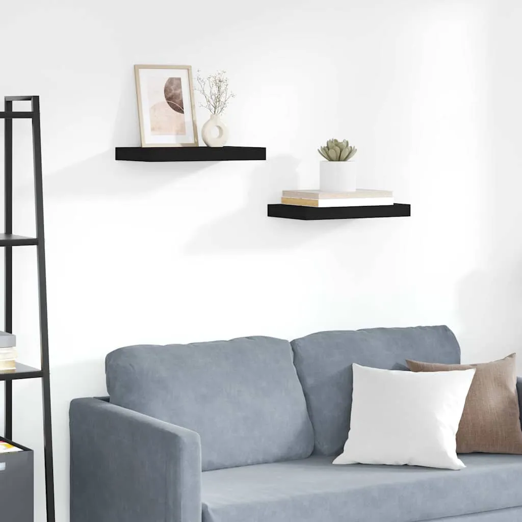 vidaXL Plutajuće zidne police 2 kom crne 40 x 23,5 x 3,8 cm MDF - Venlo