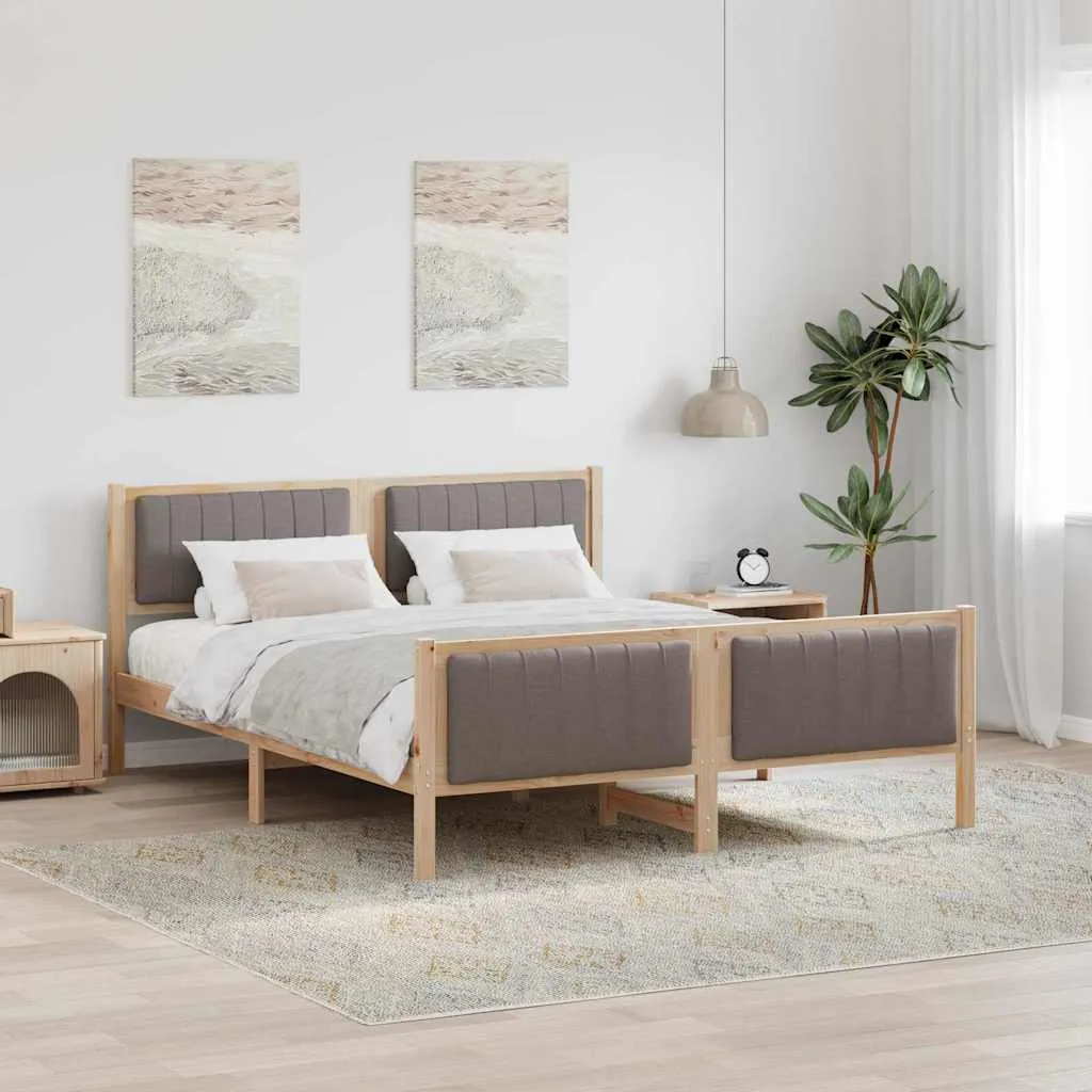 vidaXL Okvir kreveta Smeđa i taupe 150 x 200 cm Masivna borovina - Venlo