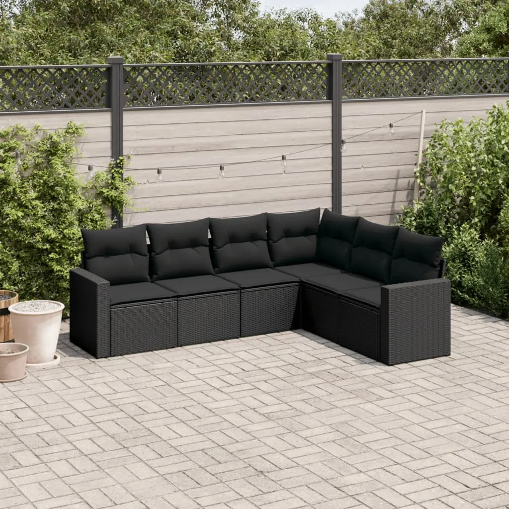 vidaXL 6-dijelni set vrtnih sofa s jastucima crni od poliratana - Venlo