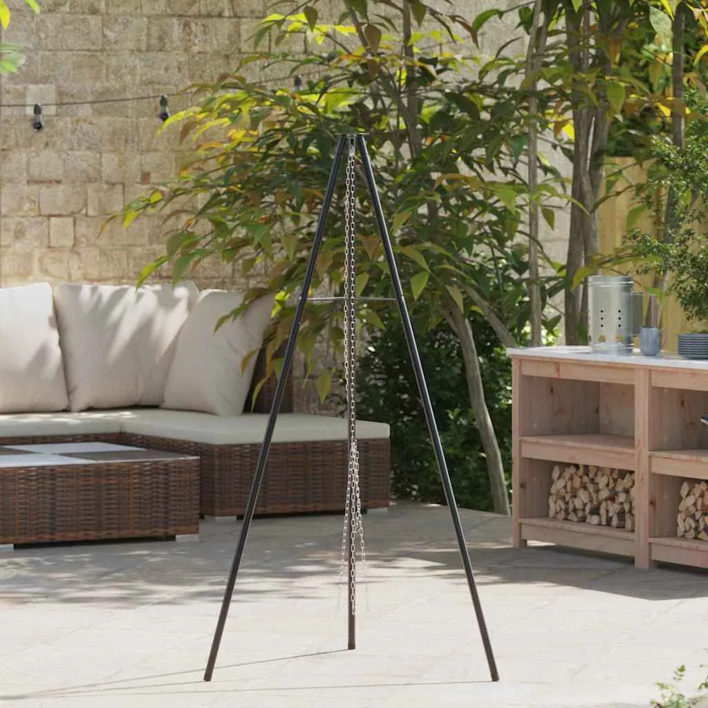 vidaxl tripod za logorsku vatru crna 92 x 92 x 151,5 cm čelik - slika 1