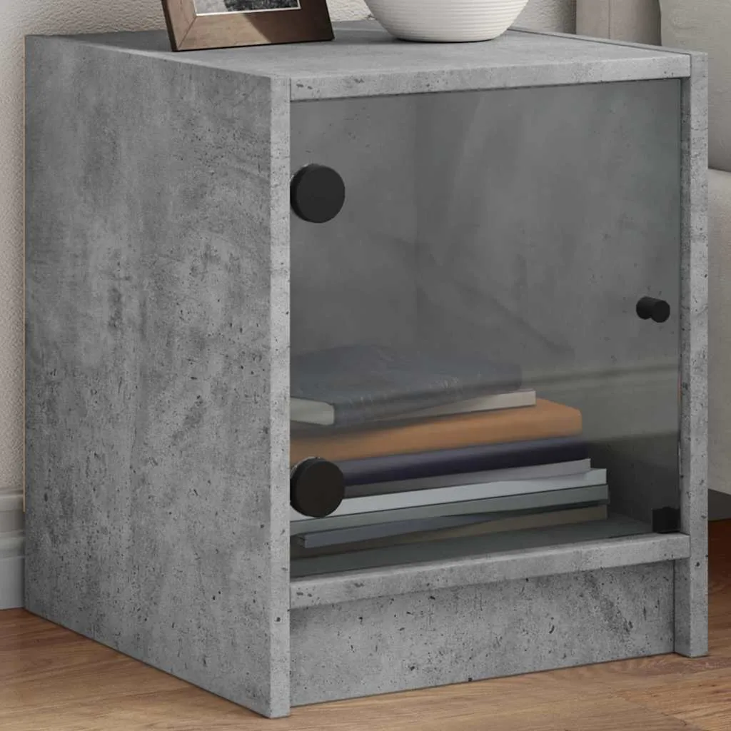 vidaXL Noćni ormarići staklena vrata 2 kom boja betona 35x37x42 cm - Venlo