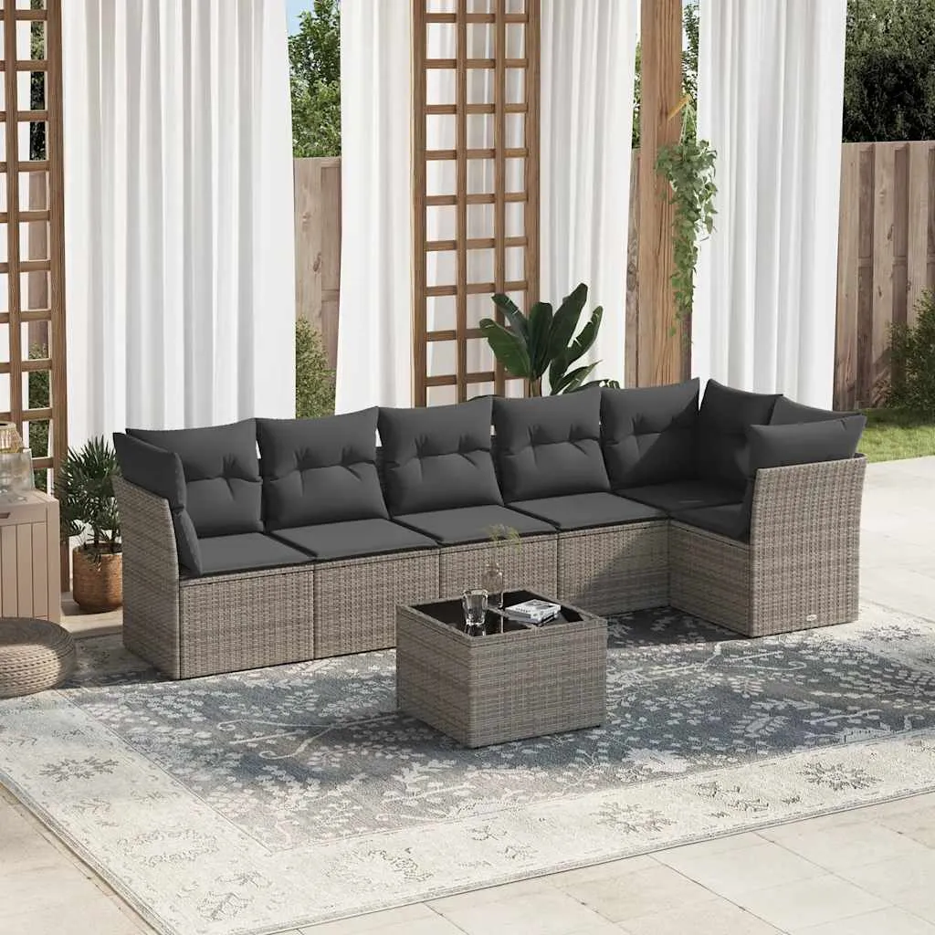 vidaXL 7-dijelni set vrtnih sofa sivi od poliratana - Venlo