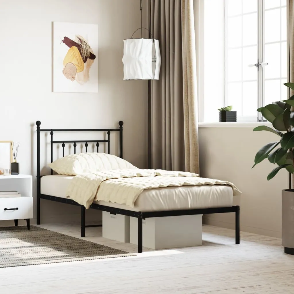 vidaXL Metalni okvir za krevet s uzglavljem crni 90x190 cm - Venlo