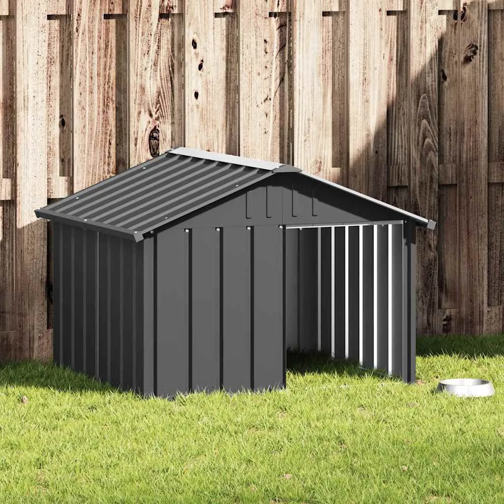 vidaxl kućica za pse antracit 116,5 x 103 x 81,5 cm pocinčani čelik - slika 1
