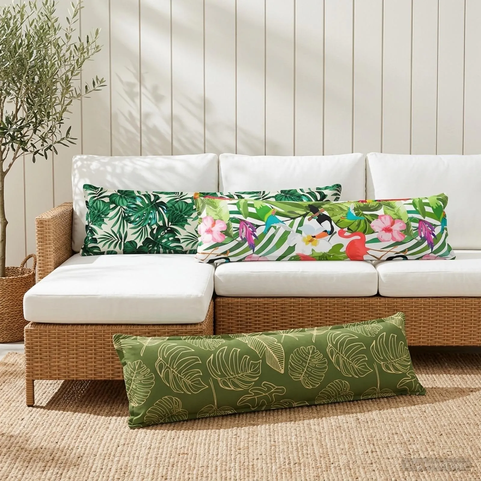 vidaxl presvlaka za jastuk 2 kom. houten uzorak lista 40 x 145 cm - slika 1